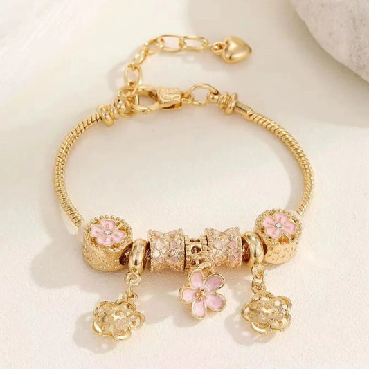 Pink Four-Leaf Clover Bracelet